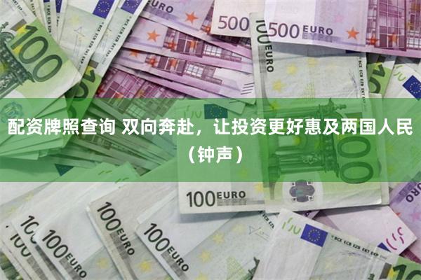 配资牌照查询 双向奔赴，让投资更好惠及两国人民（钟声）